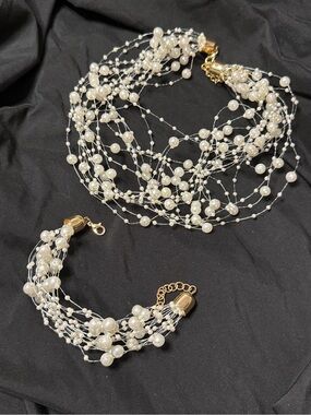 Pearl-Style Necklace & Bracelet Set – Costume Jewelry ✨